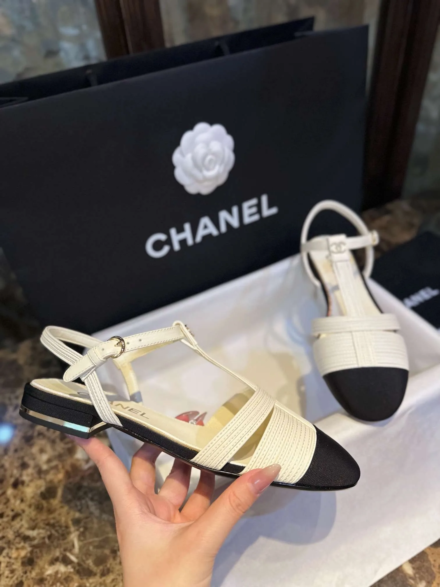 Chanel Braided Flat Sandals White - Image 6