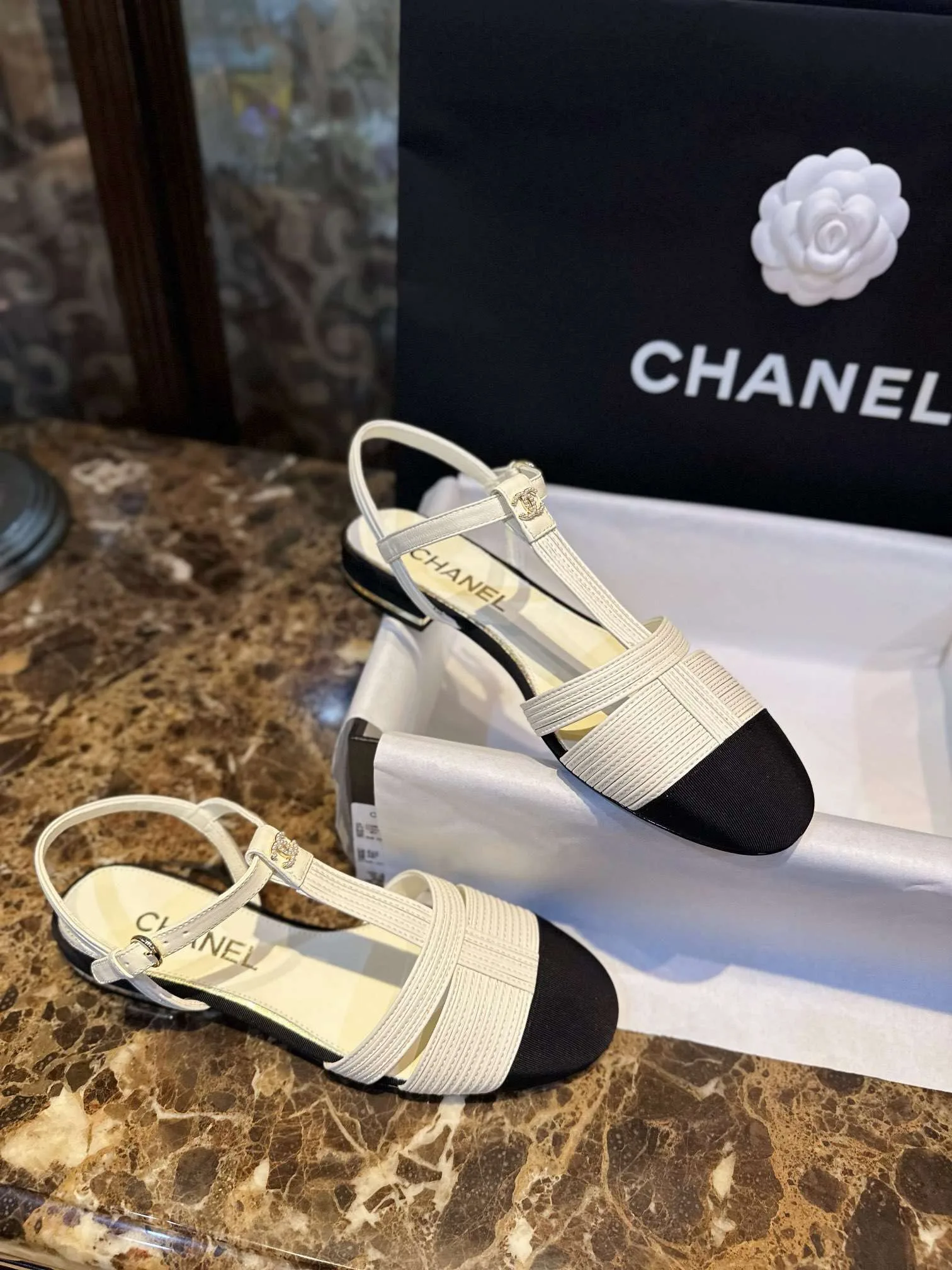 Chanel Braided Flat Sandals White - Image 8