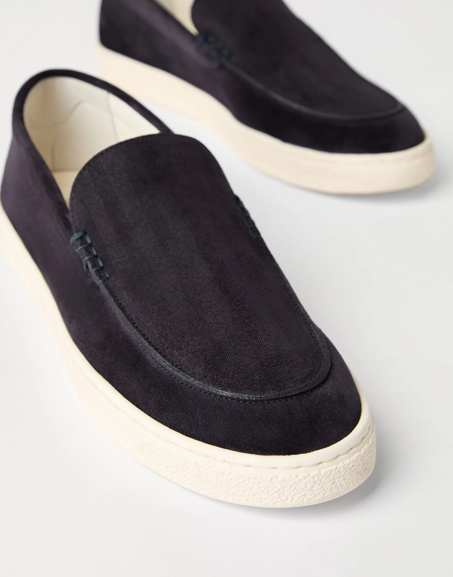 Brunello Cucinelli Chevron Effect Suede Hazelnut Loafers - 252MZUHVSN335 - Image 3