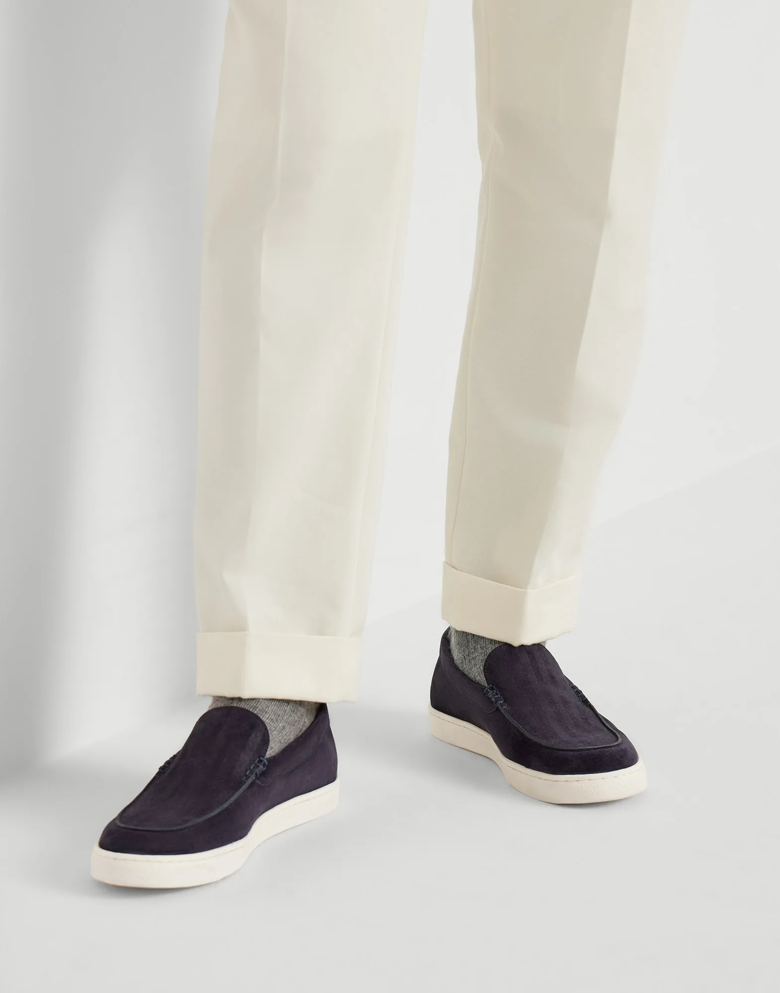 Brunello Cucinelli Chevron Effect Suede Hazelnut Loafers - 252MZUHVSN335 - Image 4