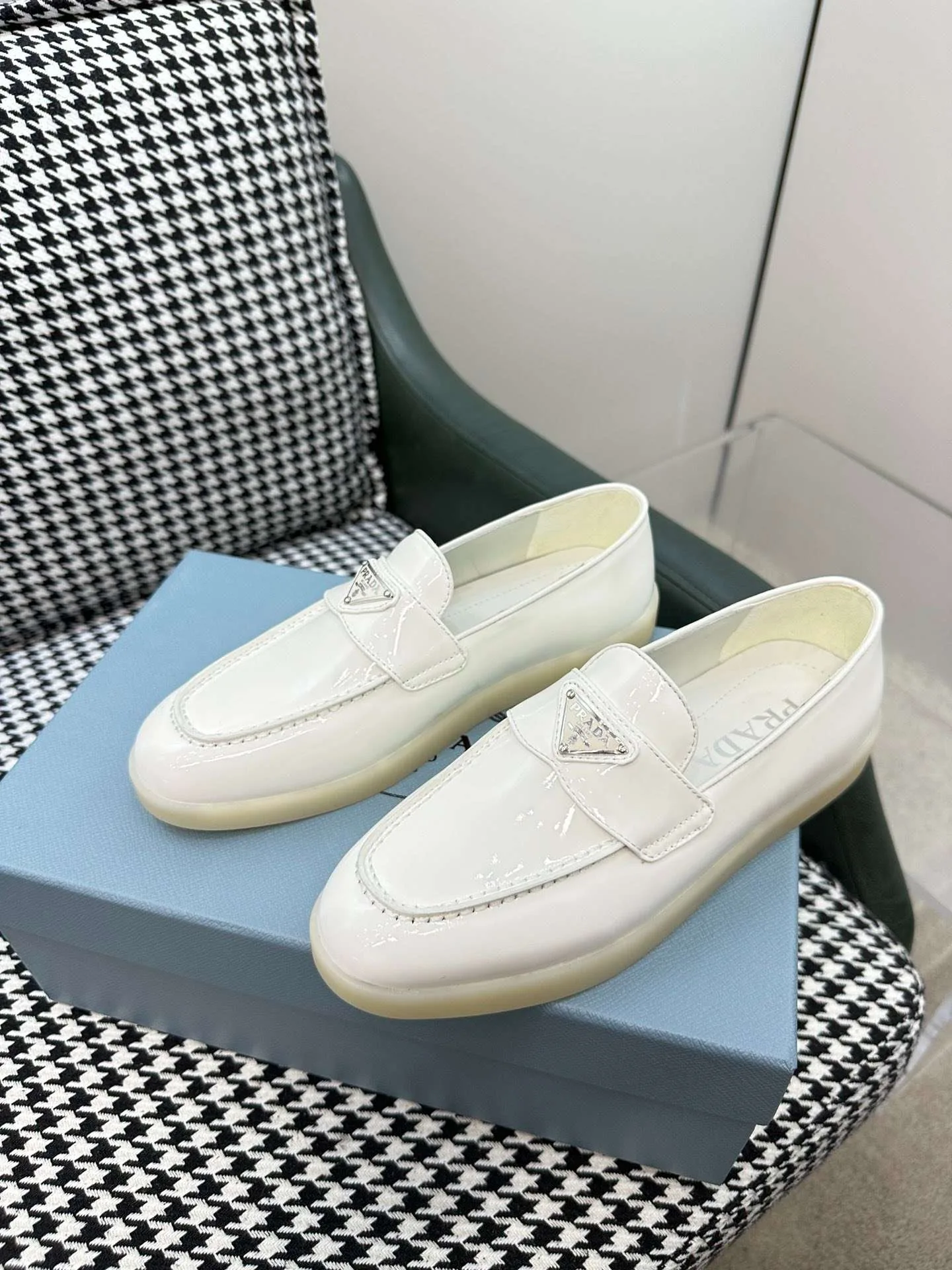 Prada Brushed Loafers White - Image 3