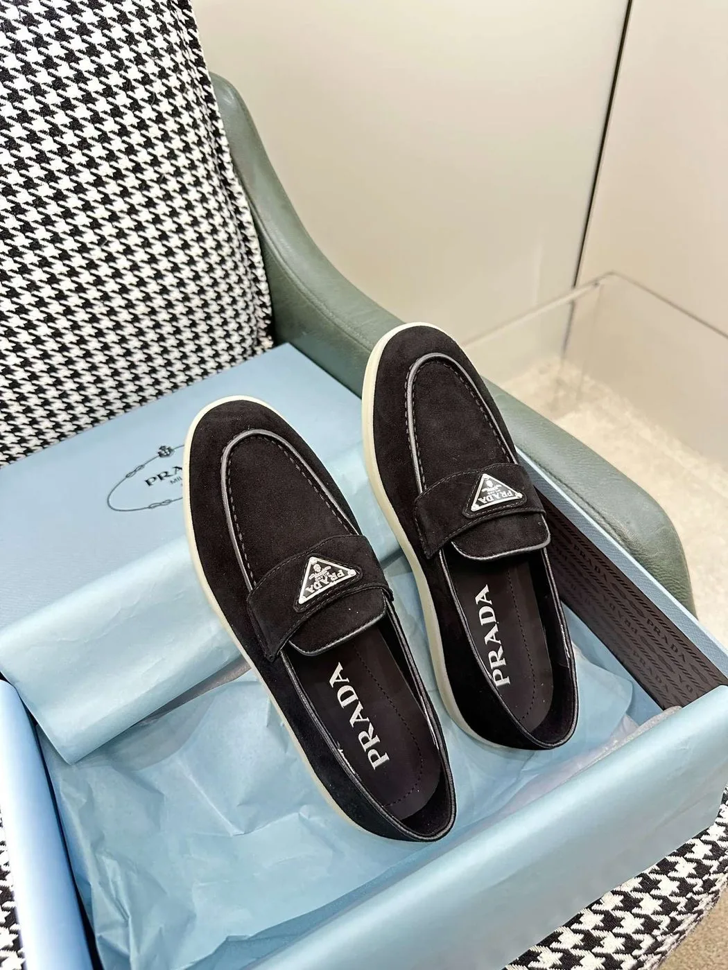 Prada Brushed Loafers Black - Image 3