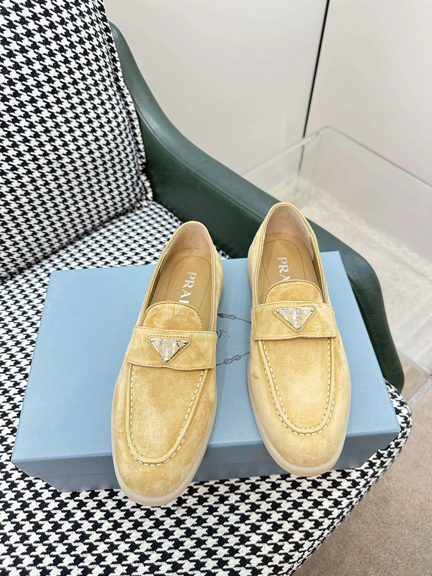 Prada Brushed Loafers Beige - Image 10