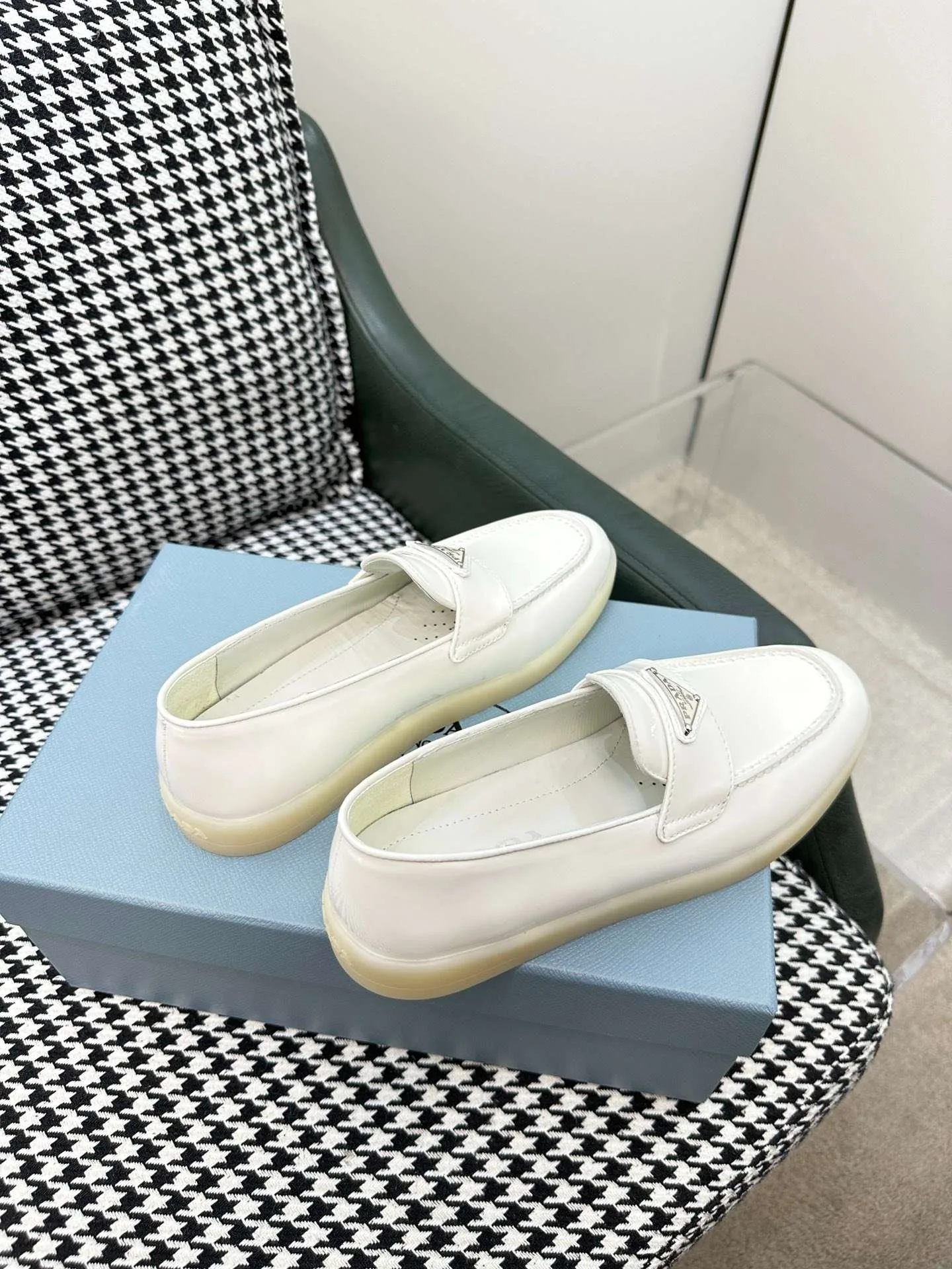 Prada Brushed Loafers White - Image 9