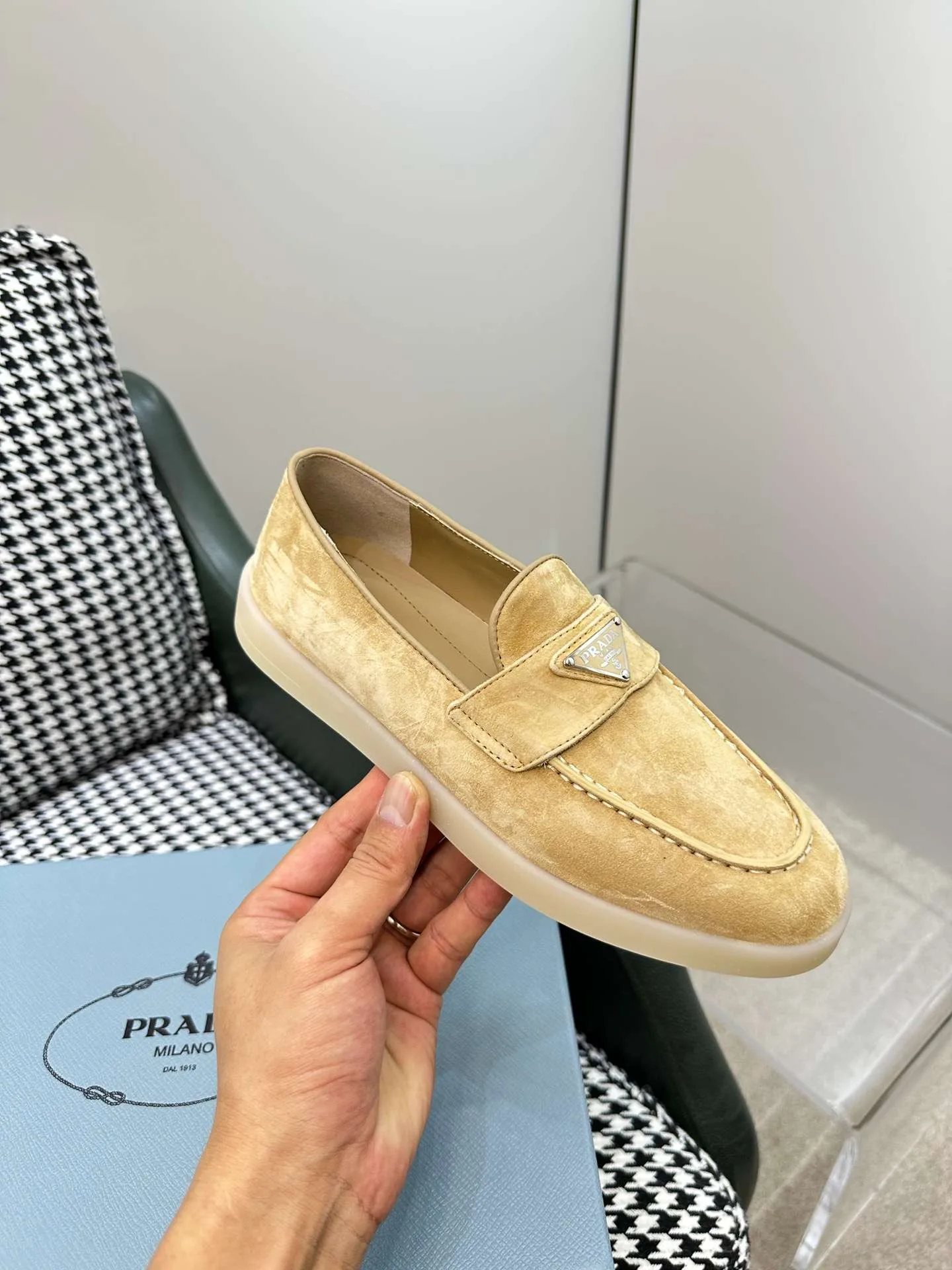 Prada Brushed Loafers Beige - Image 9