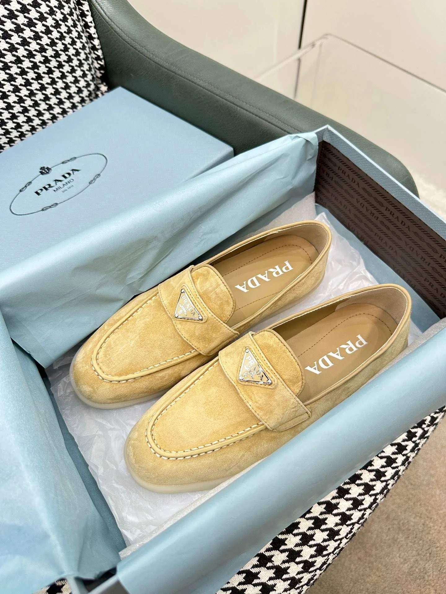 Prada Brushed Loafers Beige - Image 8
