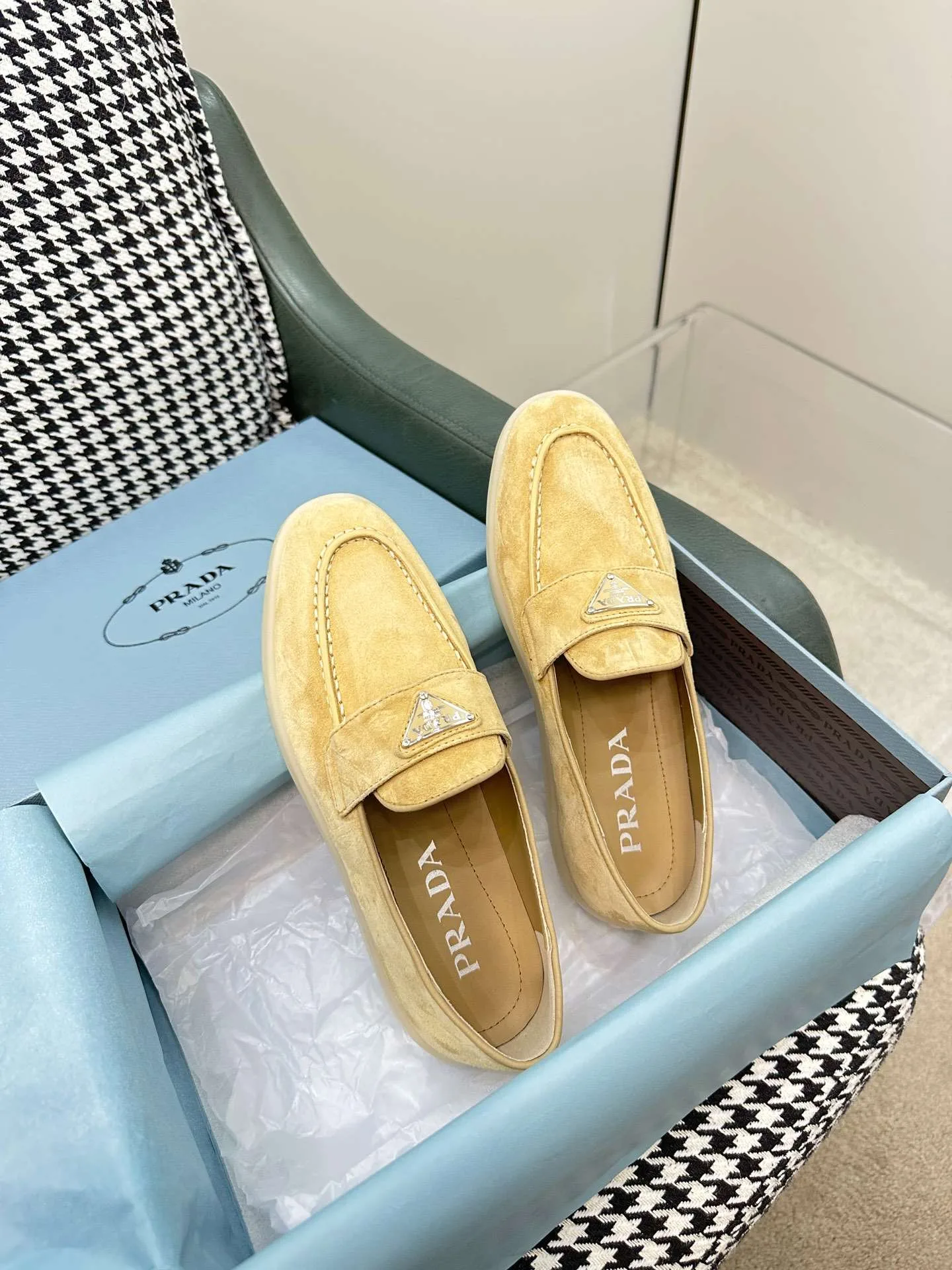 Prada Brushed Loafers Beige - Image 6