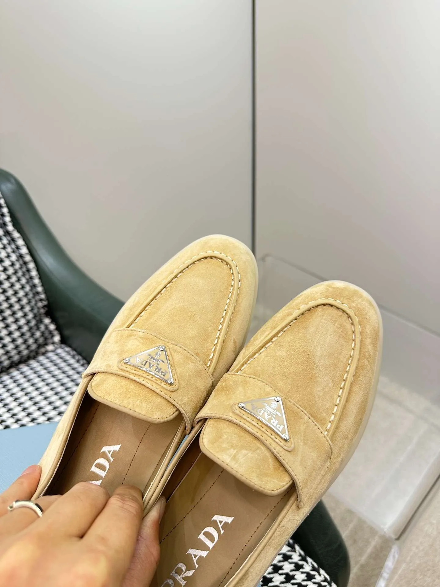 Prada Brushed Loafers Beige - Image 4
