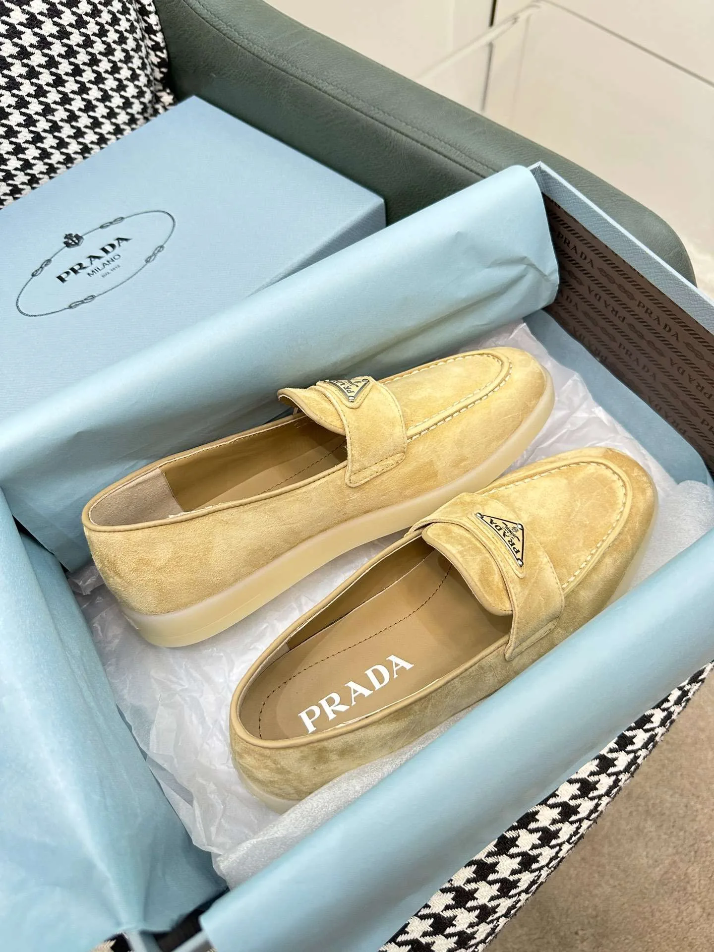 Prada Brushed Loafers Beige - Image 2