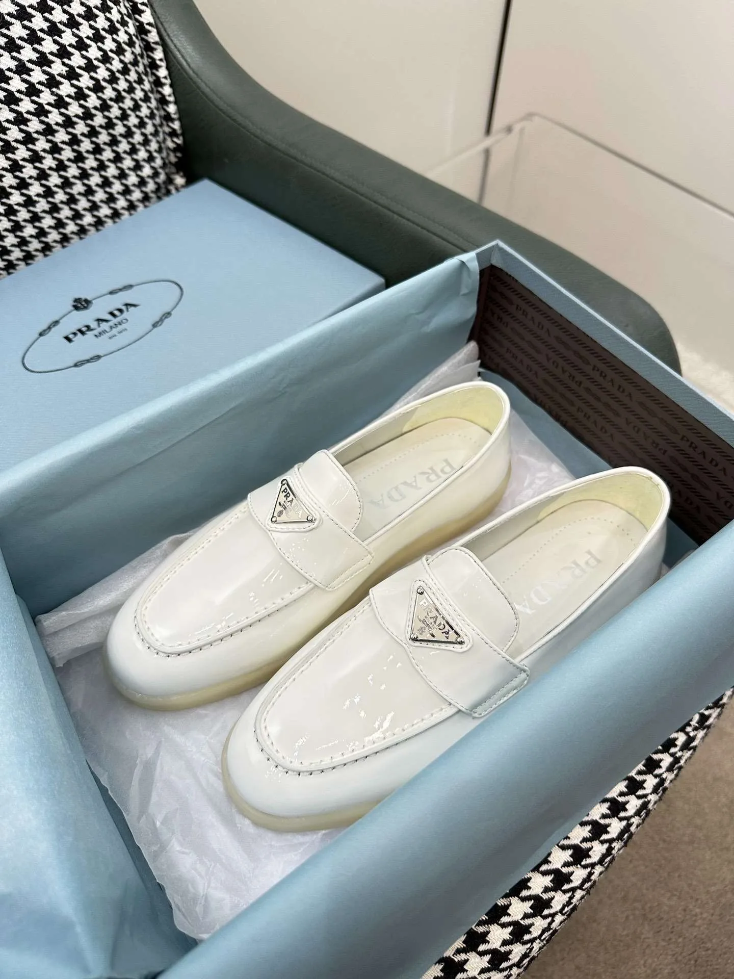 Prada Brushed Loafers White - Image 8