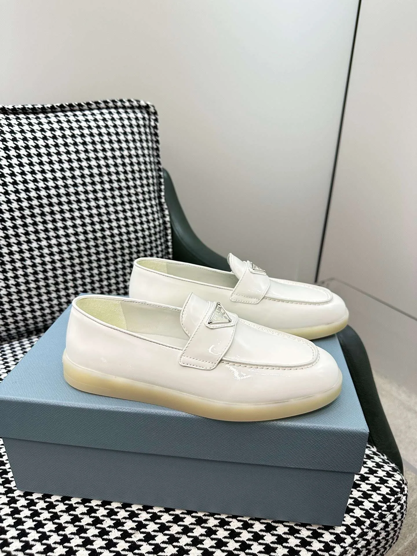 Prada Brushed Loafers White - Image 4
