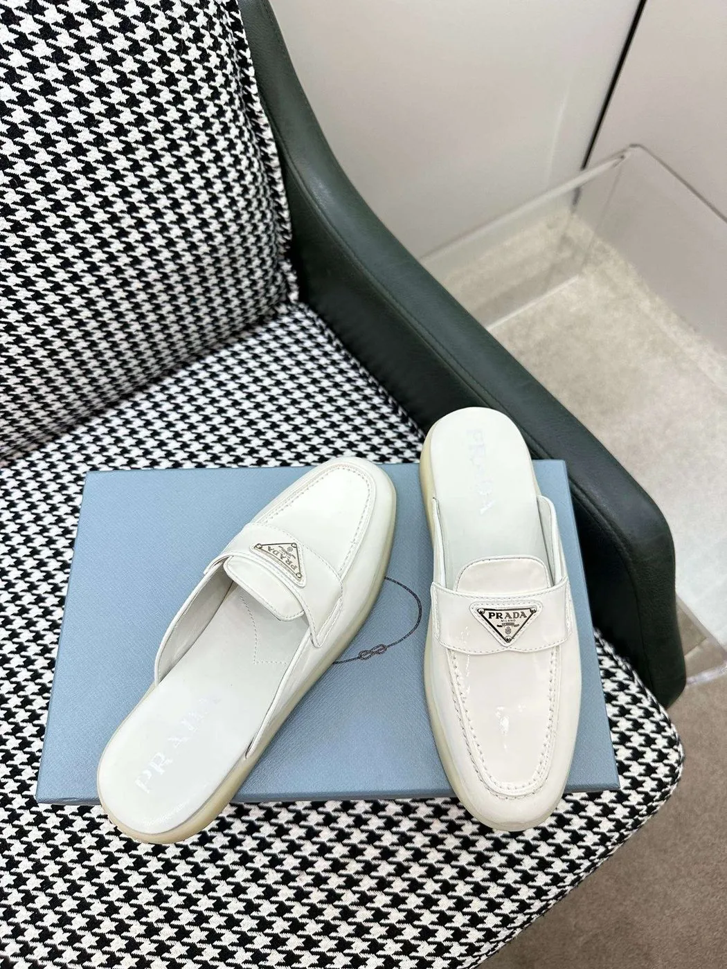 Alternative view of Prada Brushed Sabots White