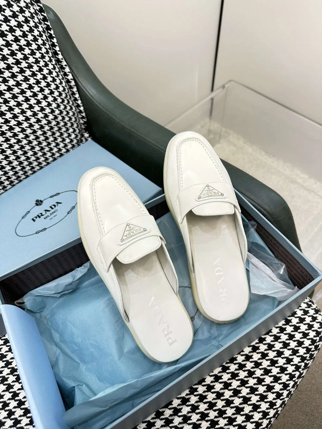 Prada Brushed Sabots White - Image 5