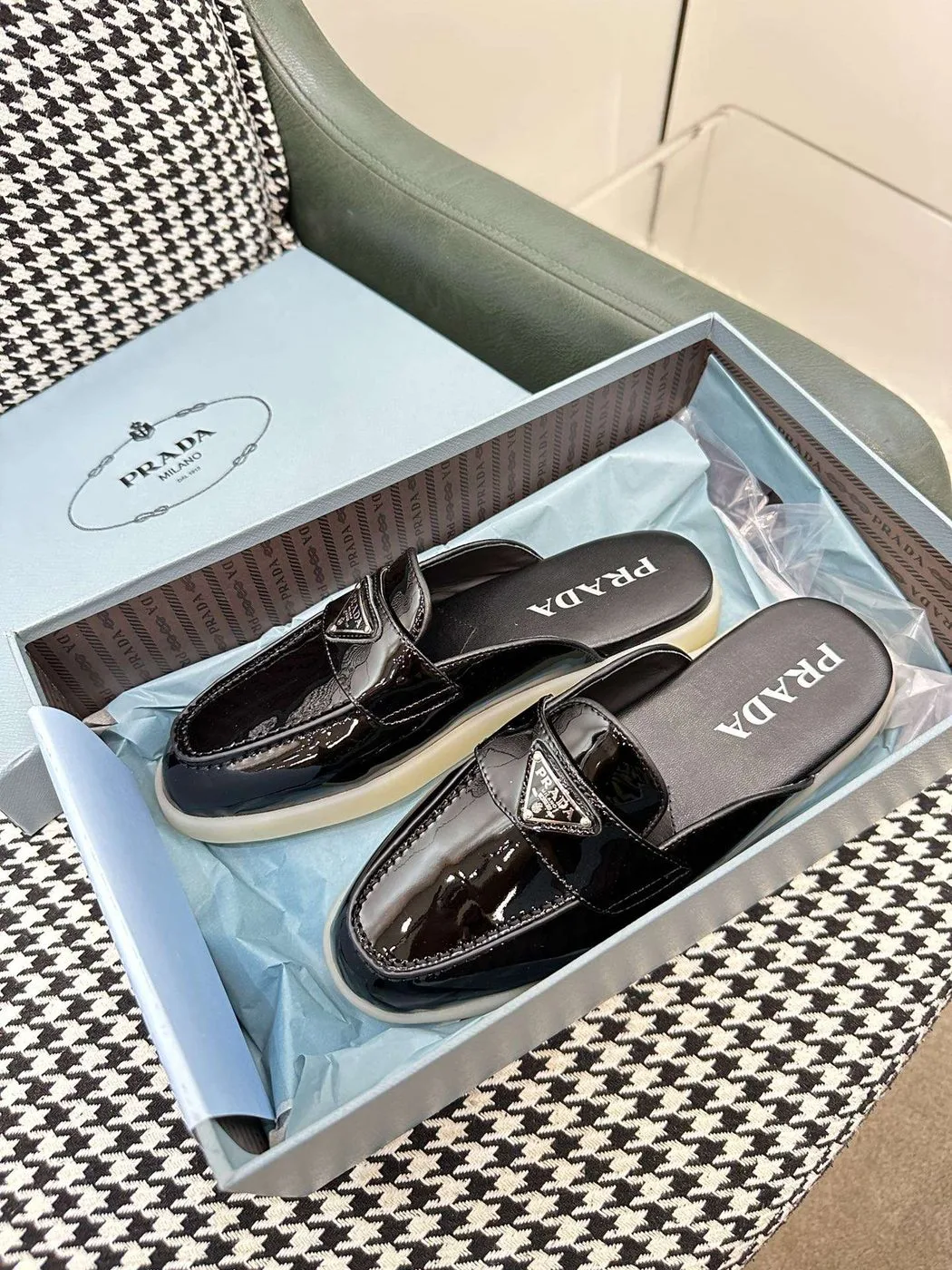Alternative view of Prada Brushed Sabots Black