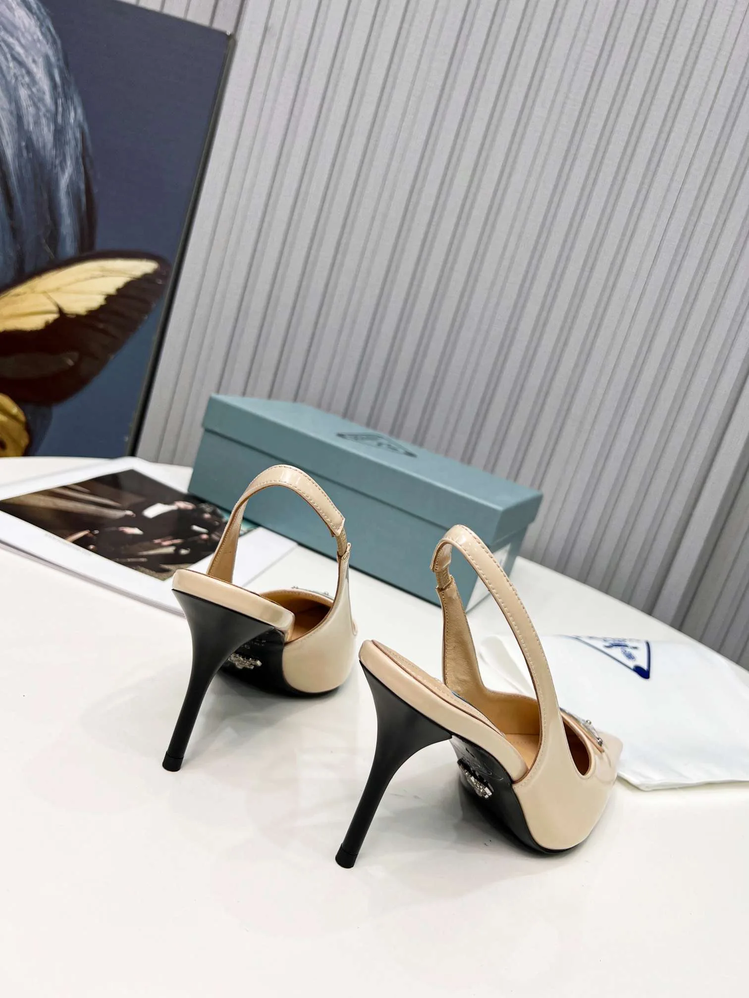 Alternative view of Prada Brushed Sling Pumps Cream