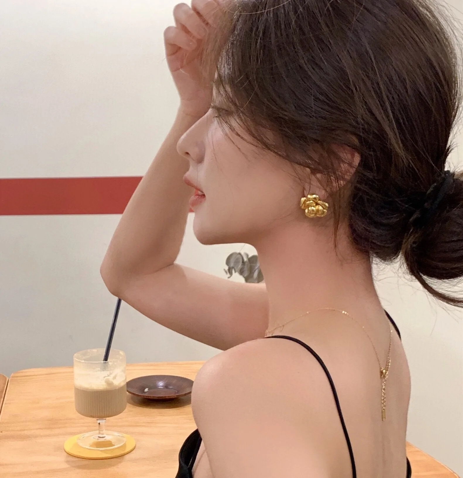 Chanel Camellia Stud Earrings Gold - Image 4