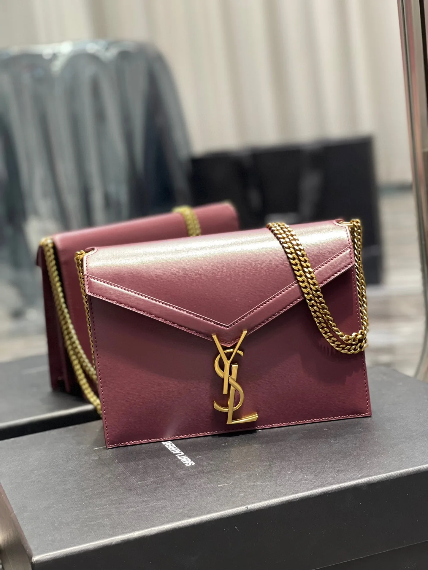 Alternative view of Saint Laurent Cassandra Medium Shoulder Bag / Burgundy Gold Hardware