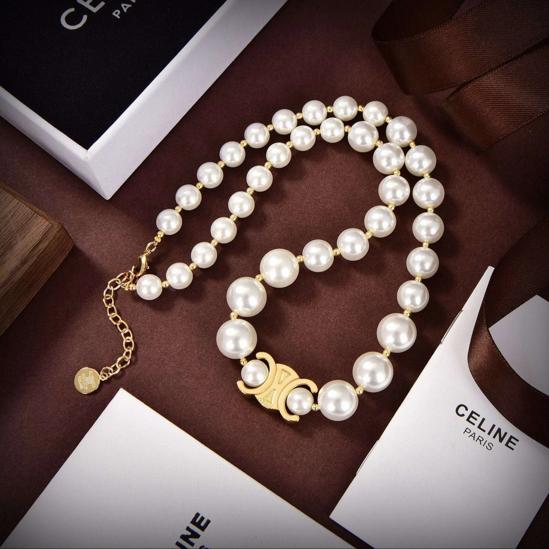 Celine Arc De Triomphe Reclous Necklace White - Image 3