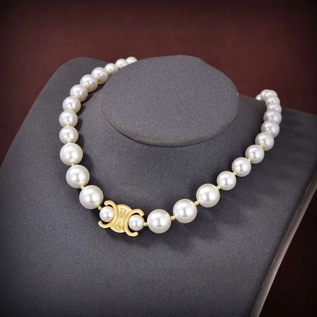 Alternative view of Celine Arc De Triomphe Reclous Necklace White