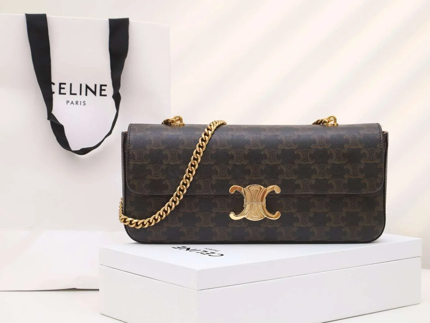 Celine Chain Shoulder Bag / Brown - Image 5