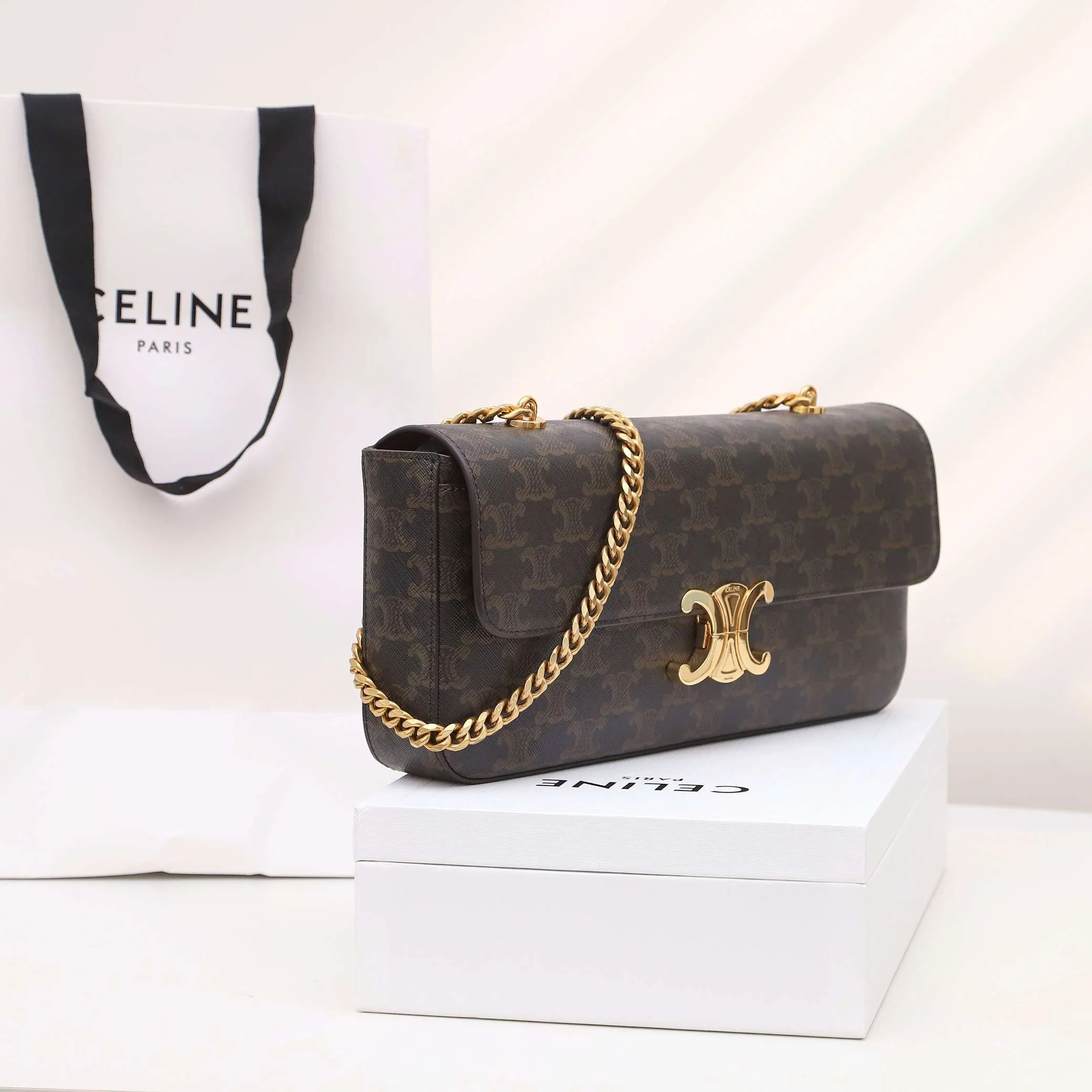 Celine Chain Shoulder Bag / Brown - Image 4