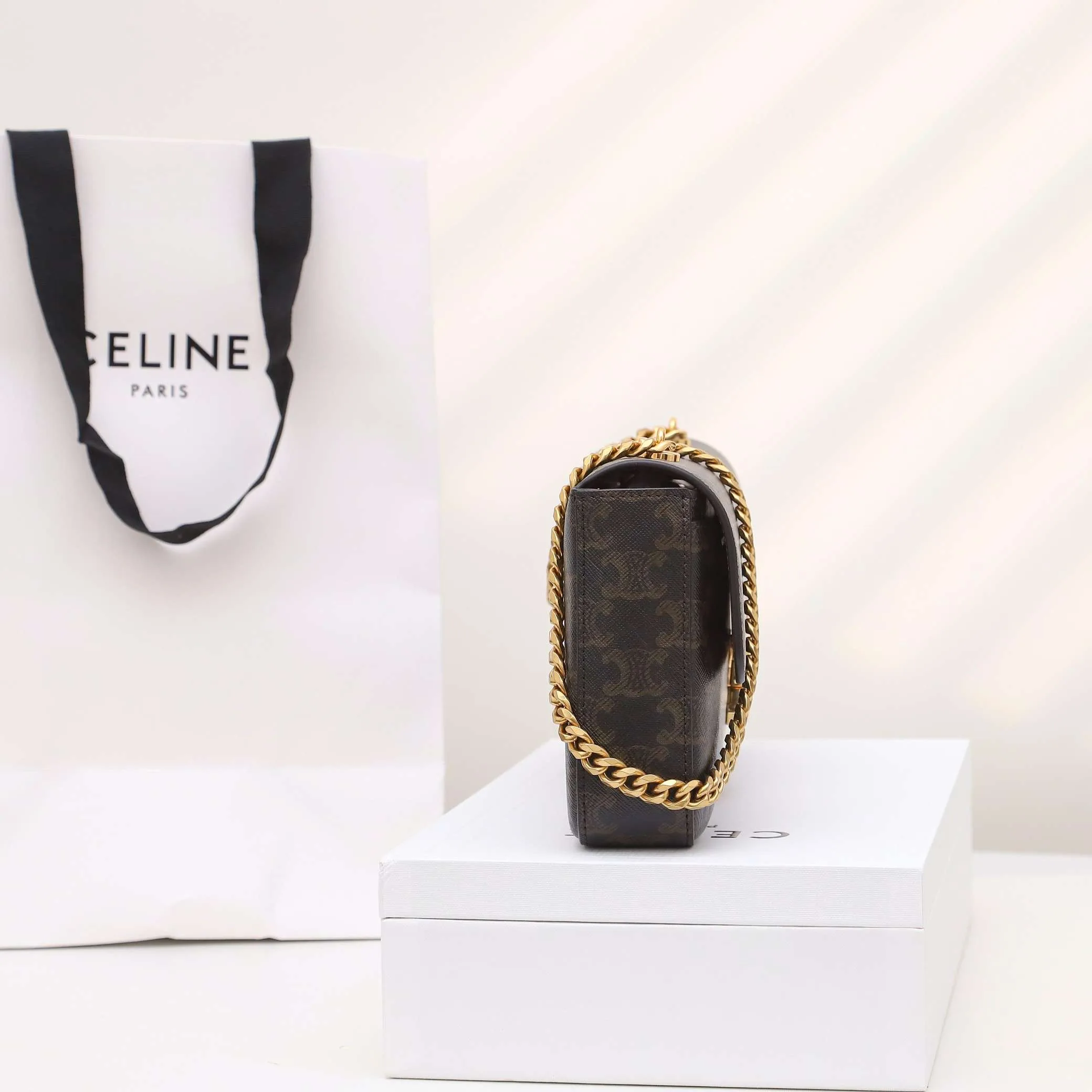 Celine Chain Shoulder Bag / Brown - Image 3
