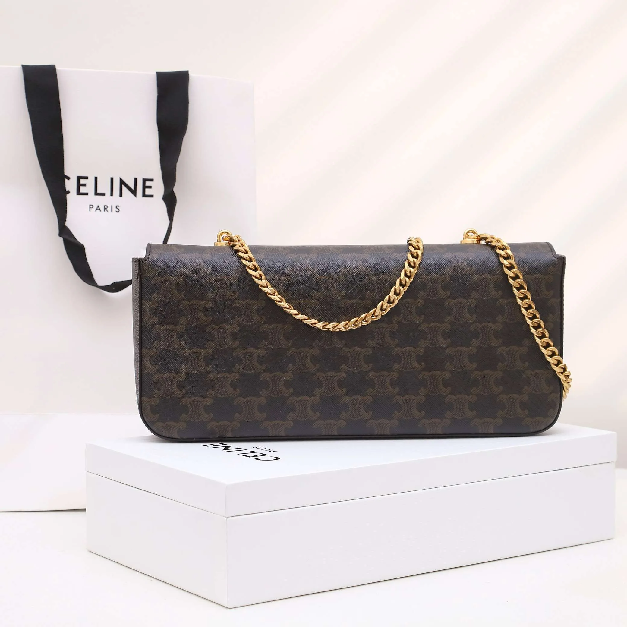 Alternative view of Celine Chain Shoulder Bag / Brown