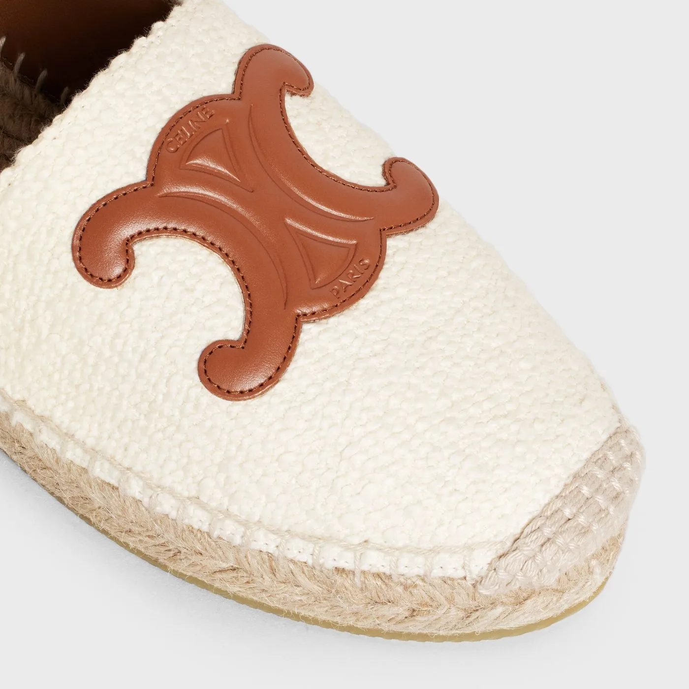Celine Flat Espadrille With Triomphe Patch In Tweed White .01CR - Image 4