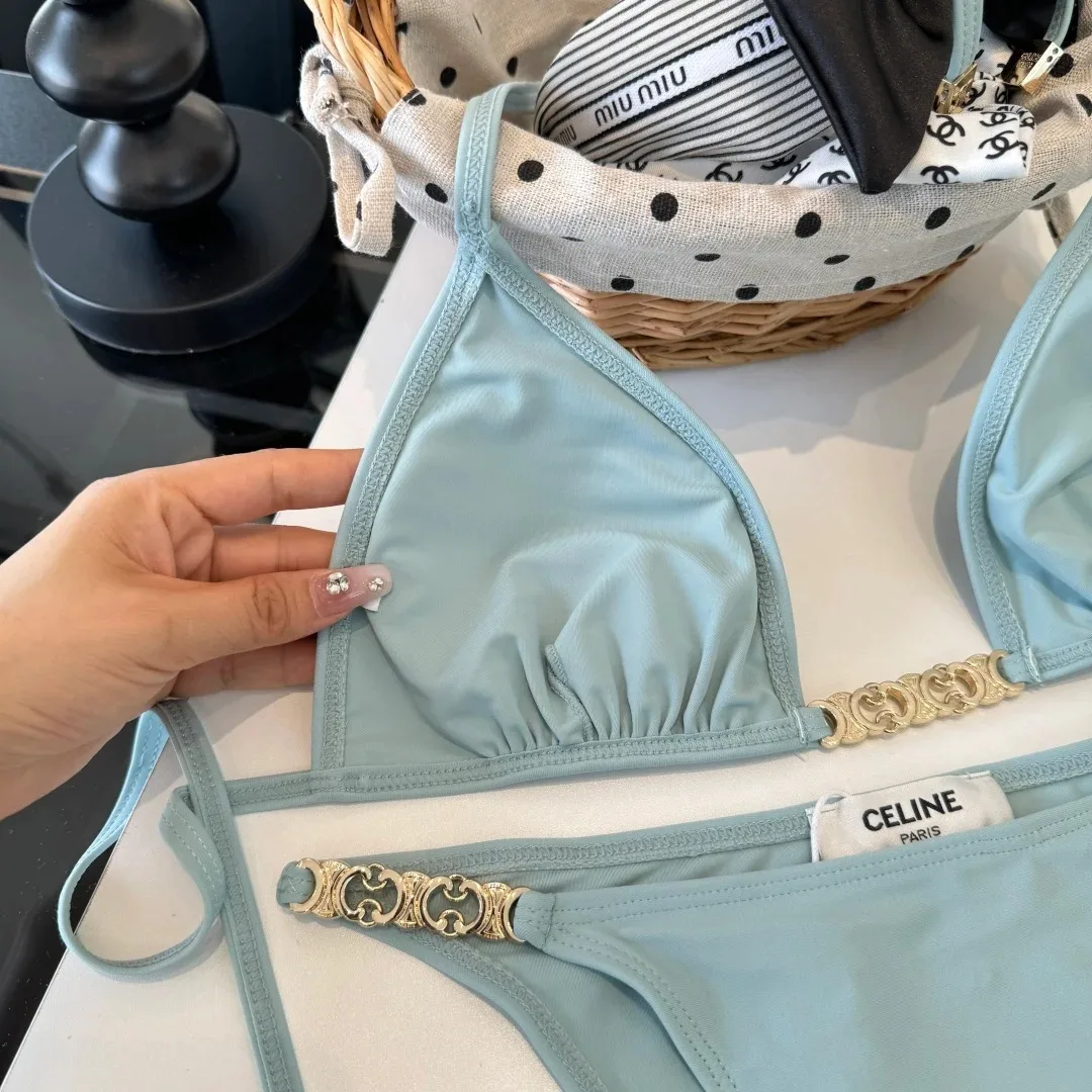 Celine Triomphe Triangle Bikini Mineral Blue - Image 7