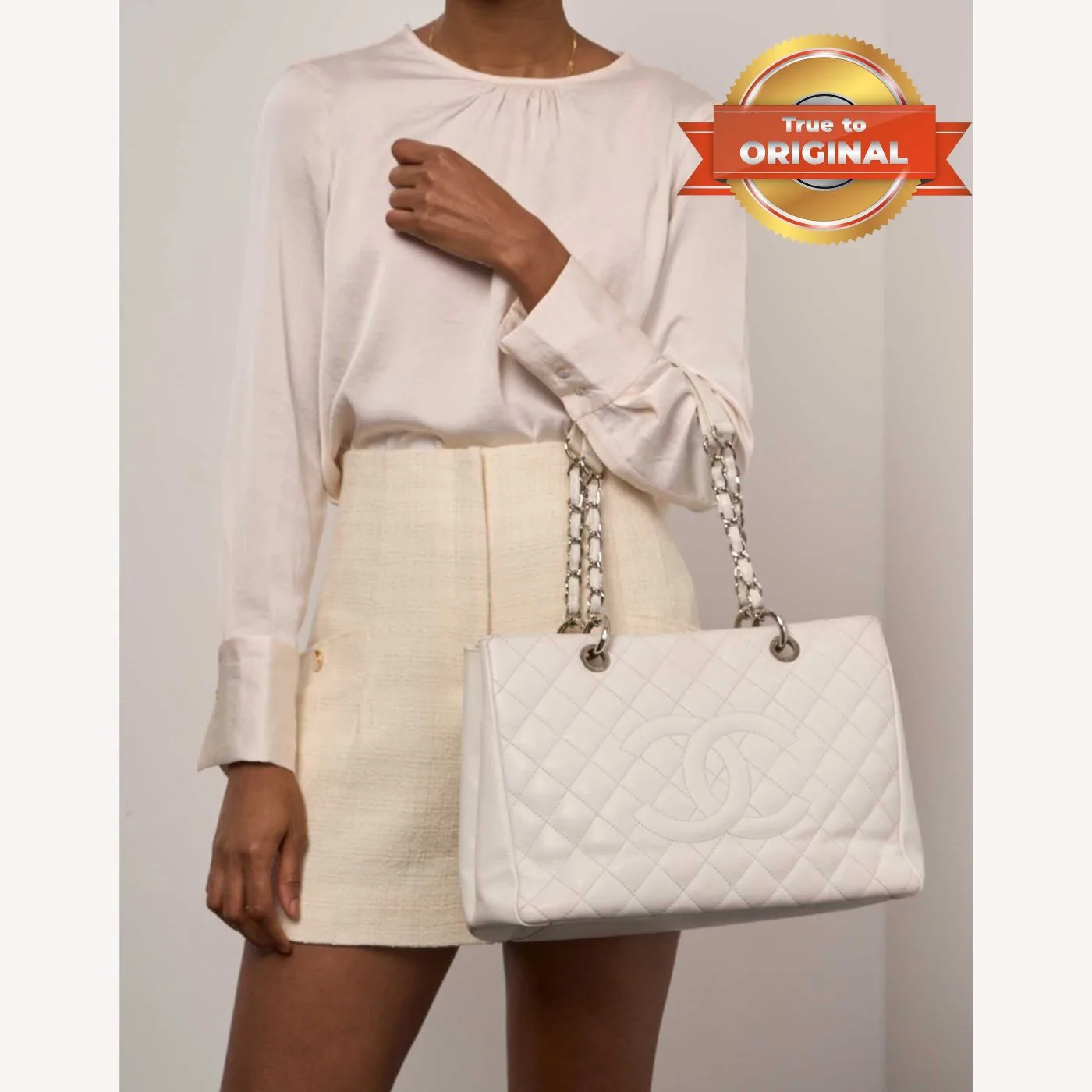 Chanel Chain Tote Shoulder Bag White / - Image 3