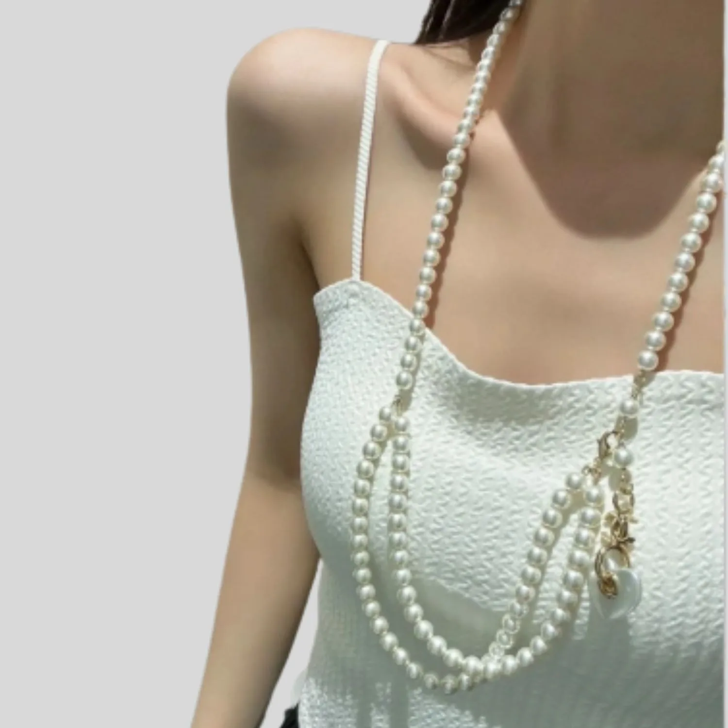 Chanel 24 Milky White Heart Shaped Pearl Waist Necklace - Image 8