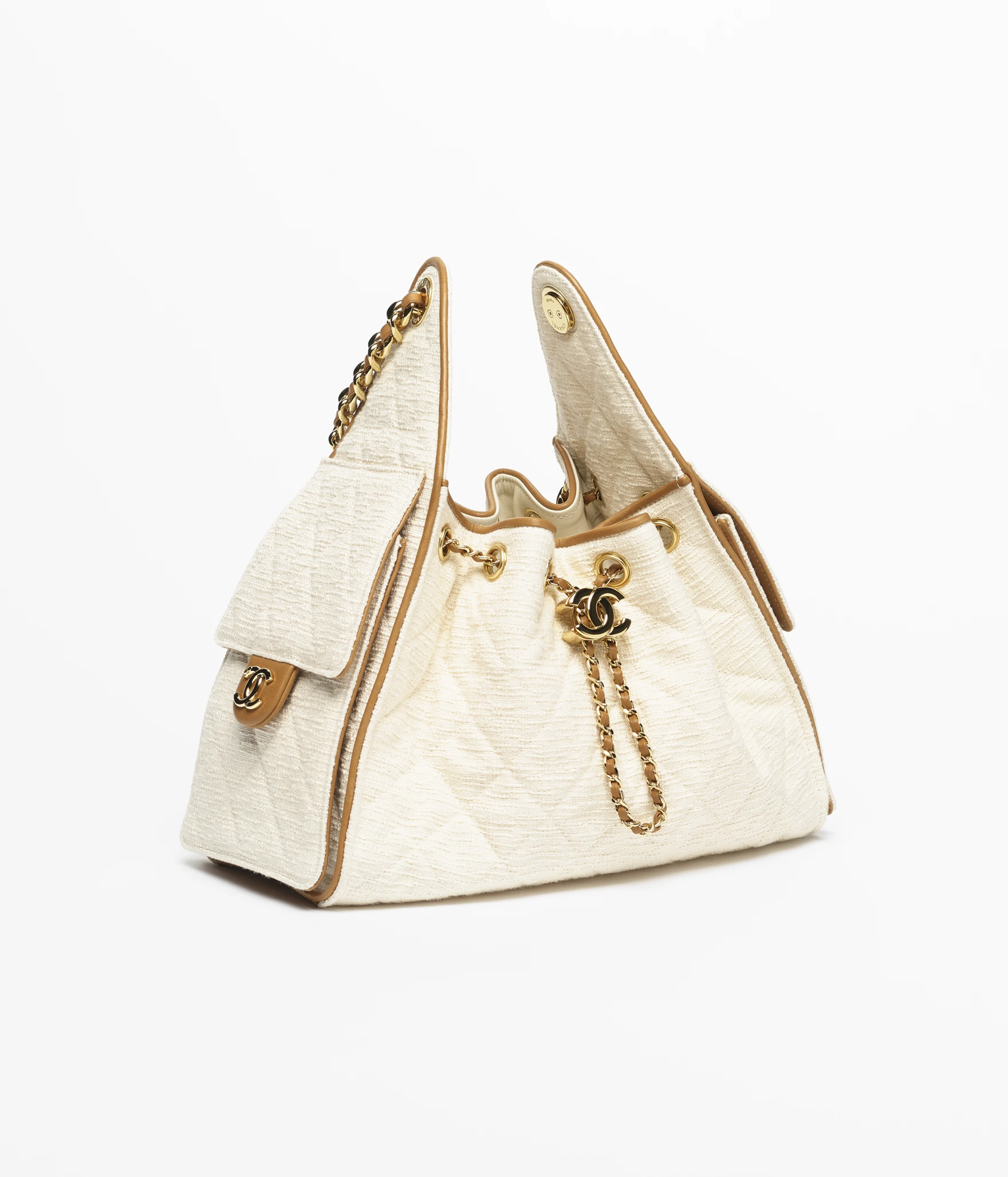 Chanel 25 Small Shoulder Bag / Ecru And Camel Gold Hardware - Image 3