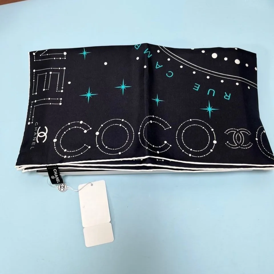 Alternative view of Chanel 25C Coco Square Scarf Black /