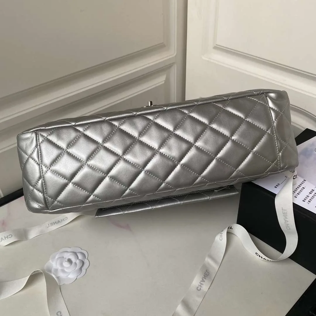 Alternative view of Chanel Classic Maxi Jumbo XL Crossbody Bag / Grey Silver Hardware