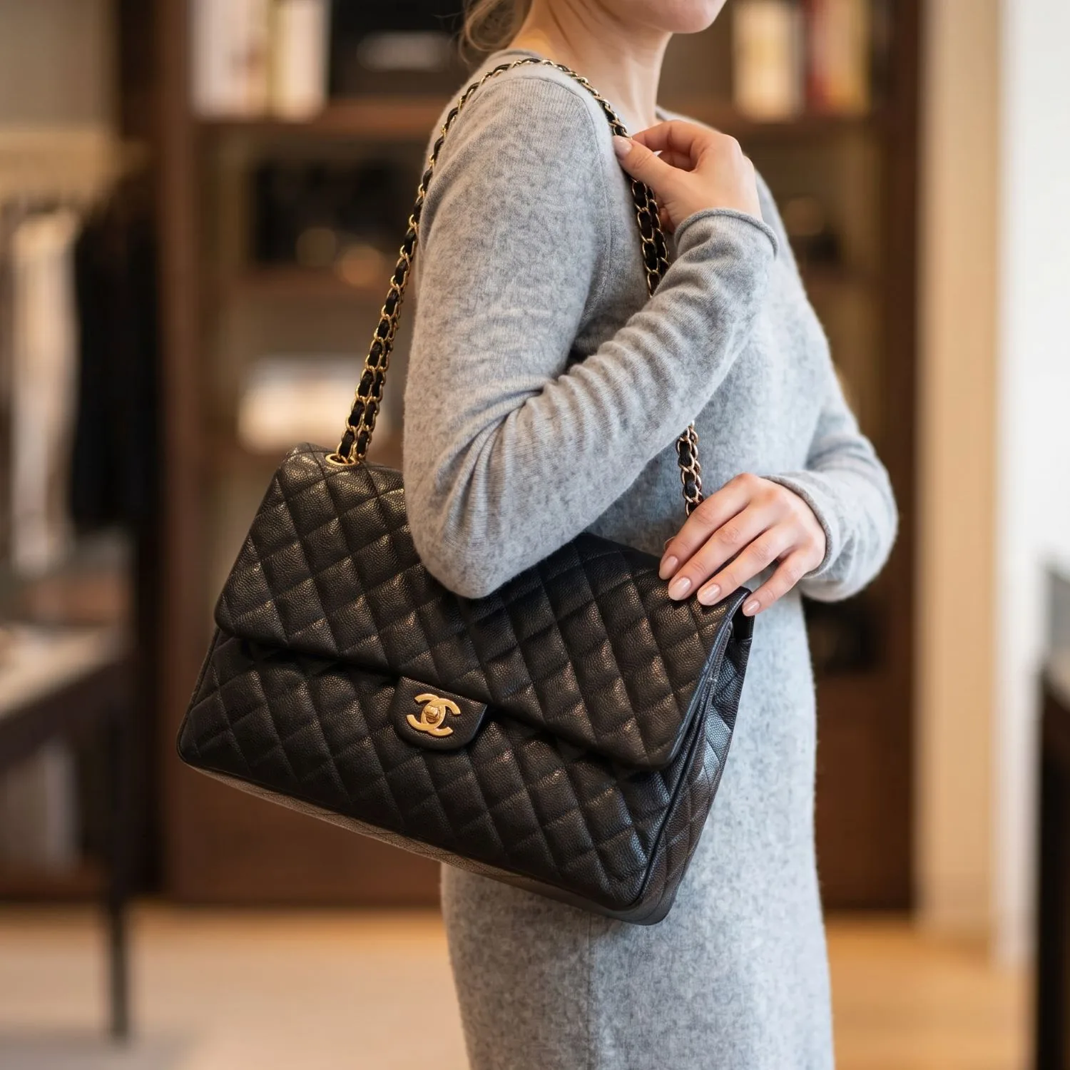 Alternative view of Chanel Airport Crossbody Bag / Black Gold Hardware