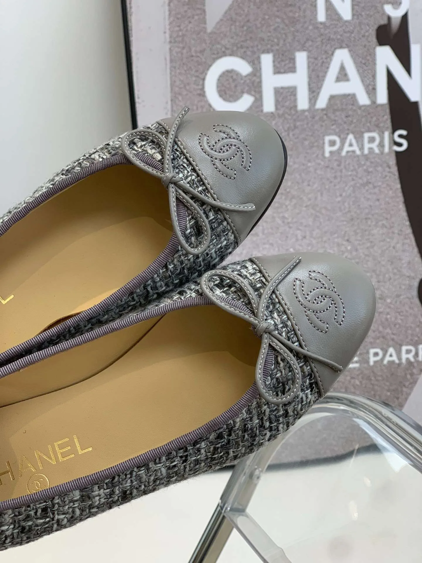 Chanel Ballet Flats Grey - Image 3