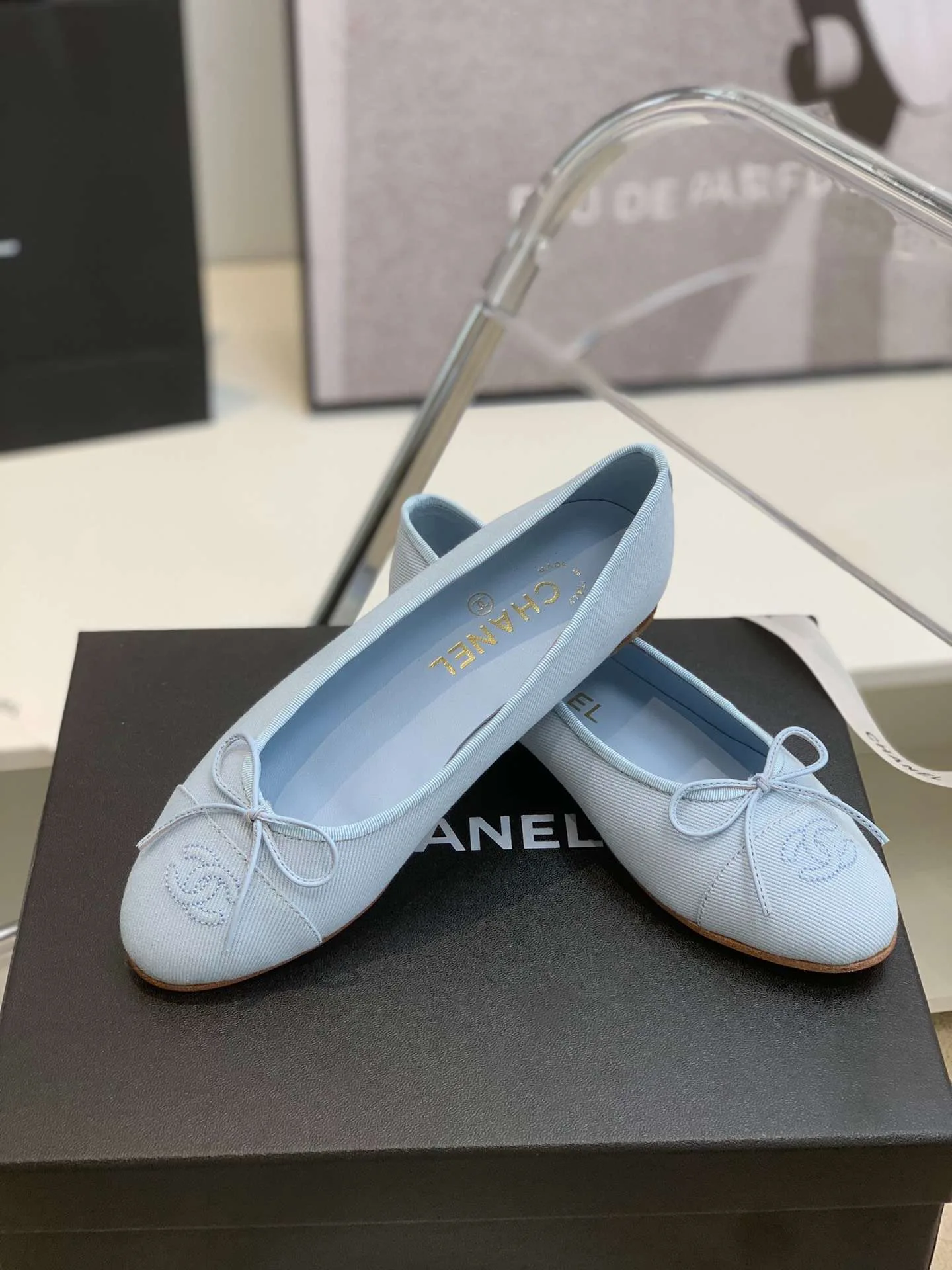 Chanel Ballet Flats Light Blue - Image 9