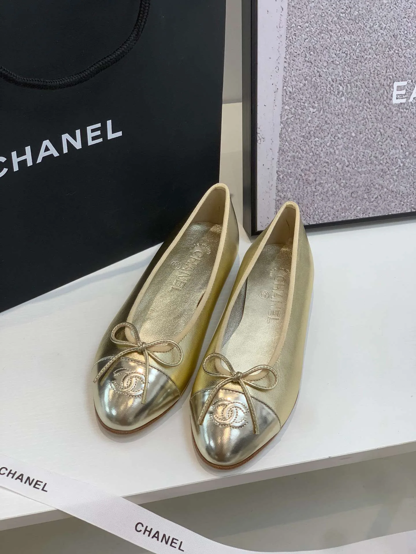 Chanel Ballet Flats Gold - Image 7