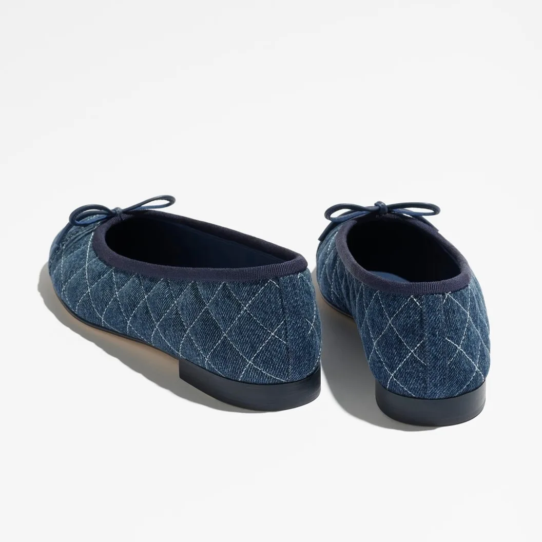 Chanel Ballet Flats Blue Denim --U7648 - Image 3