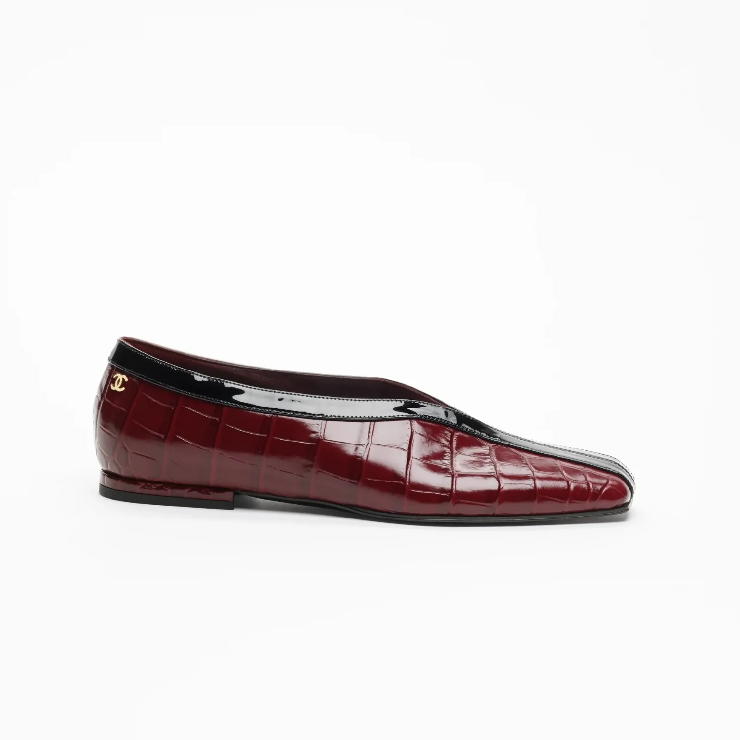Chanel Ballet Flats Burgundy/ Black --U9719 - Image 3