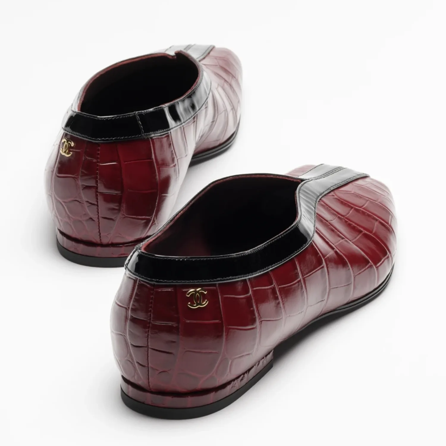 Chanel Ballet Flats Burgundy/ Black --U9719 - Image 5