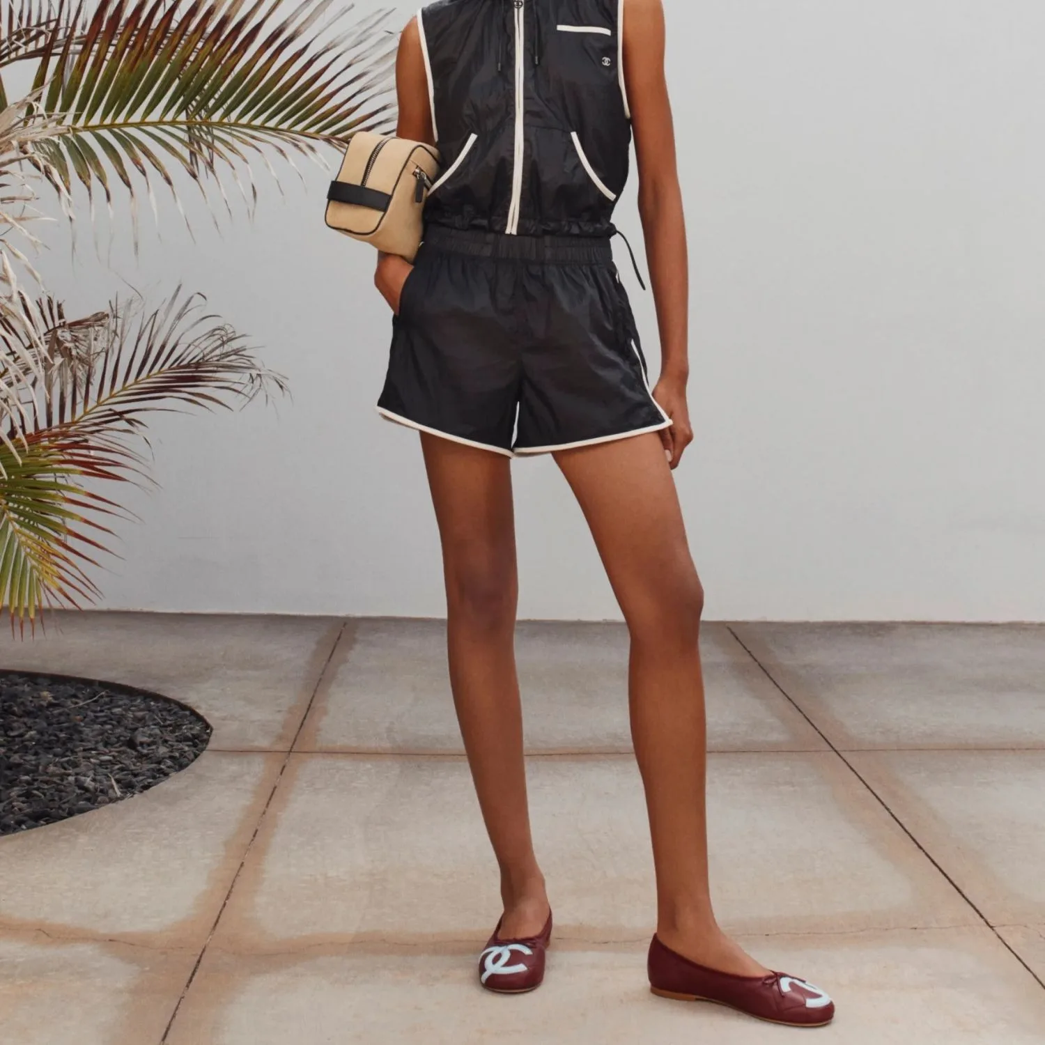 Alternative view of Chanel Ballet Flats Burgundy/ Light Blue --U8991
