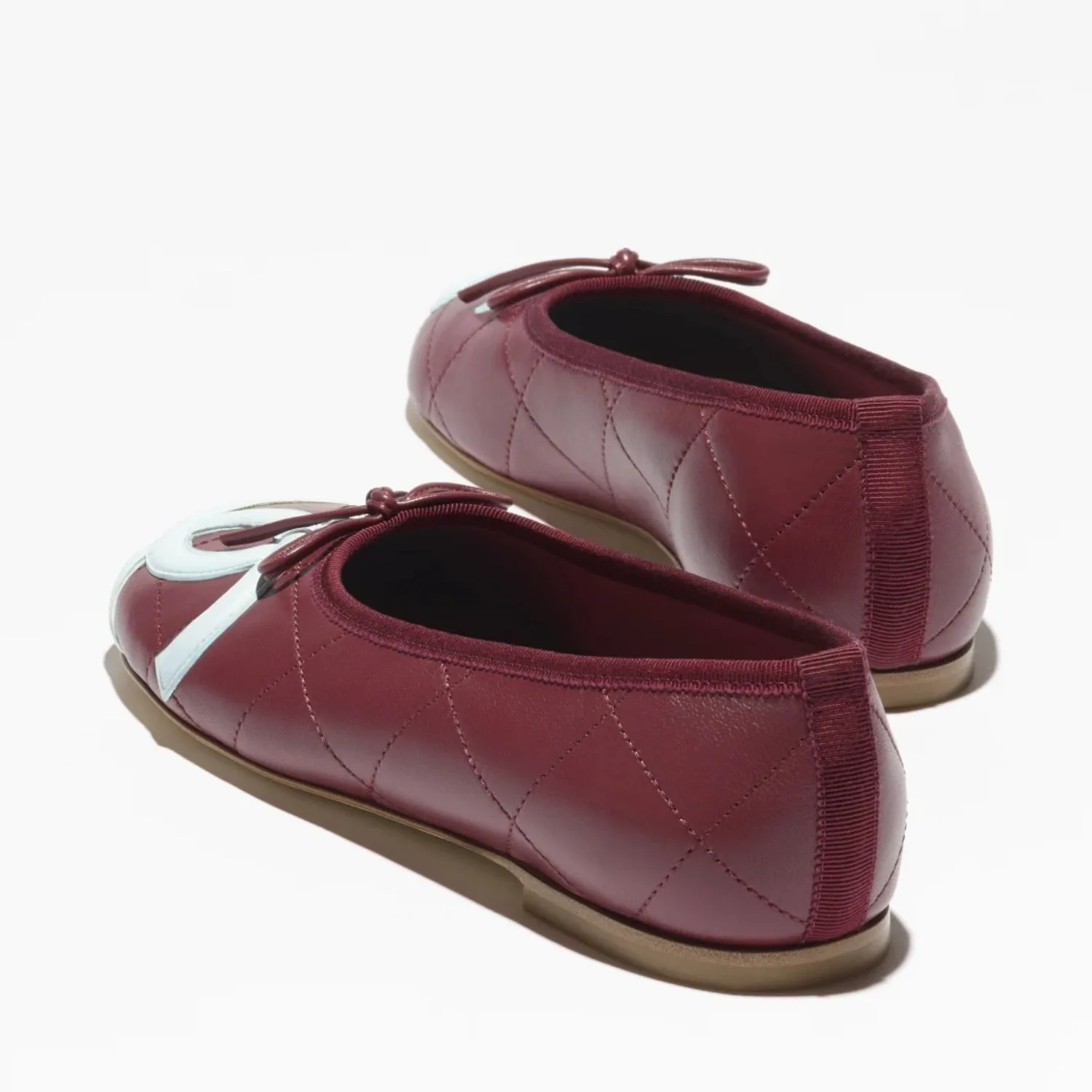 Chanel Ballet Flats Burgundy/ Light Blue --U8991 - Image 5