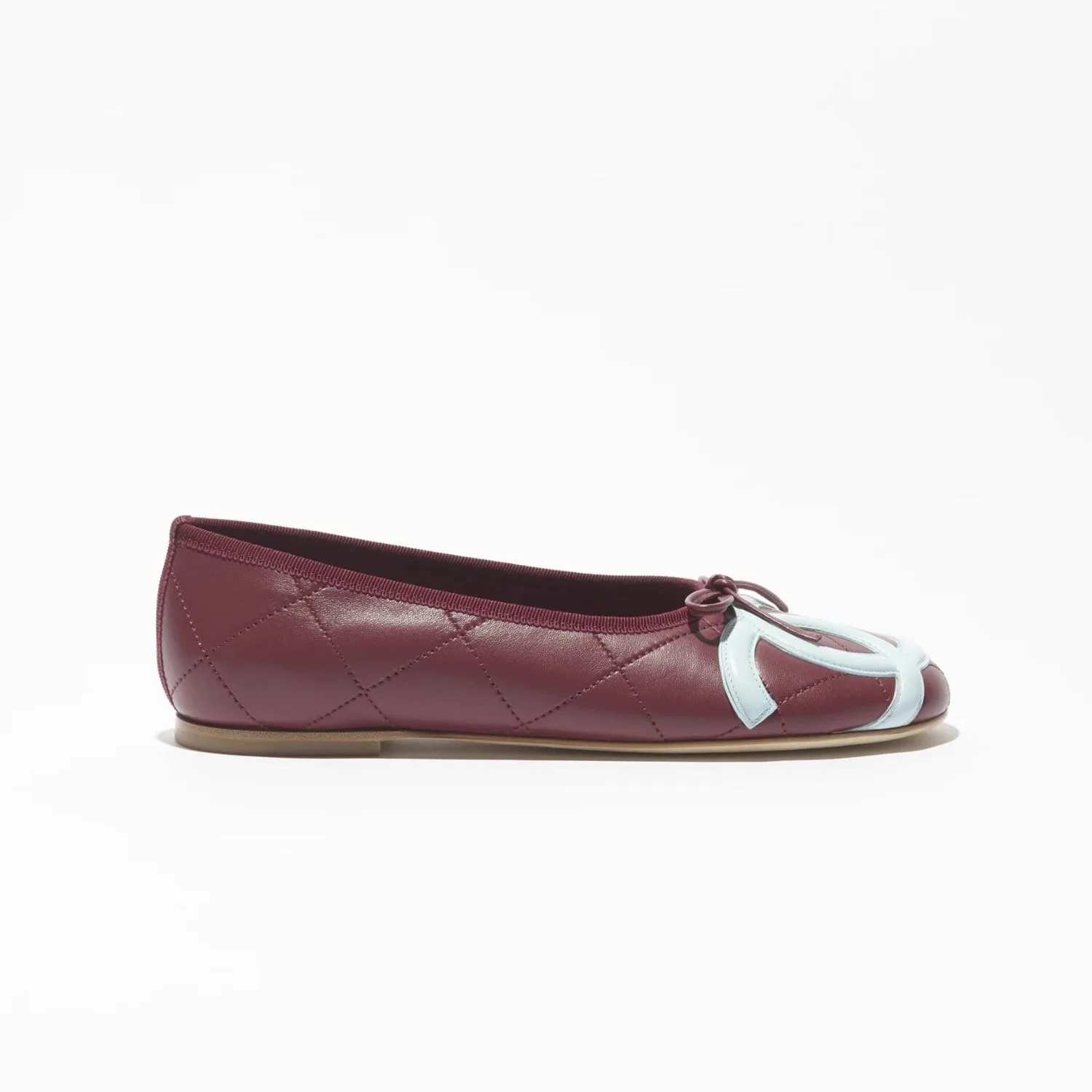 Chanel Ballet Flats Burgundy/ Light Blue --U8991 - Image 3