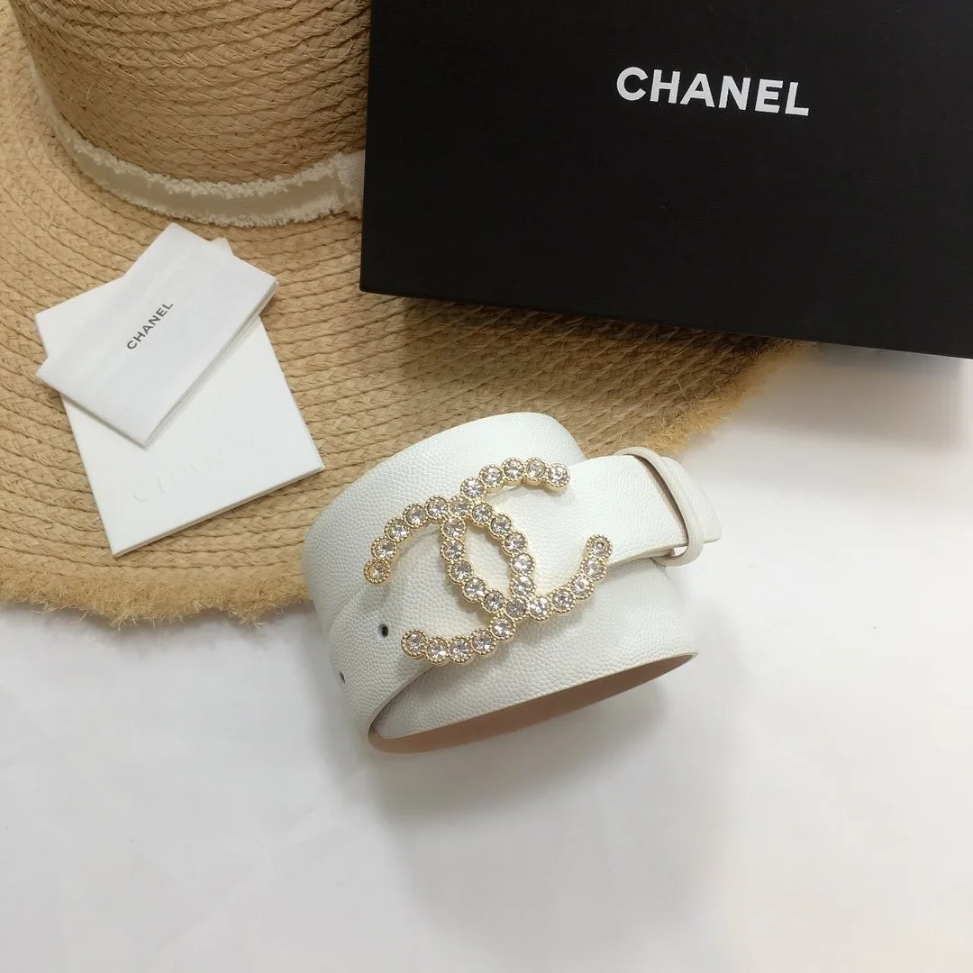 Alternative view of Chanel Belt With Beaded Buckle White With Gold Toned Hardware Women