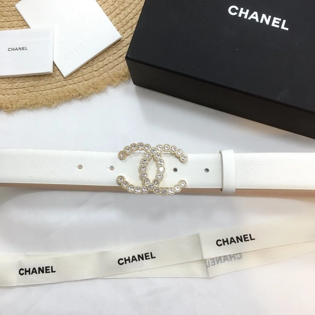 Chanel Belt With Beaded Buckle White With Gold Toned Hardware Women - Image 3