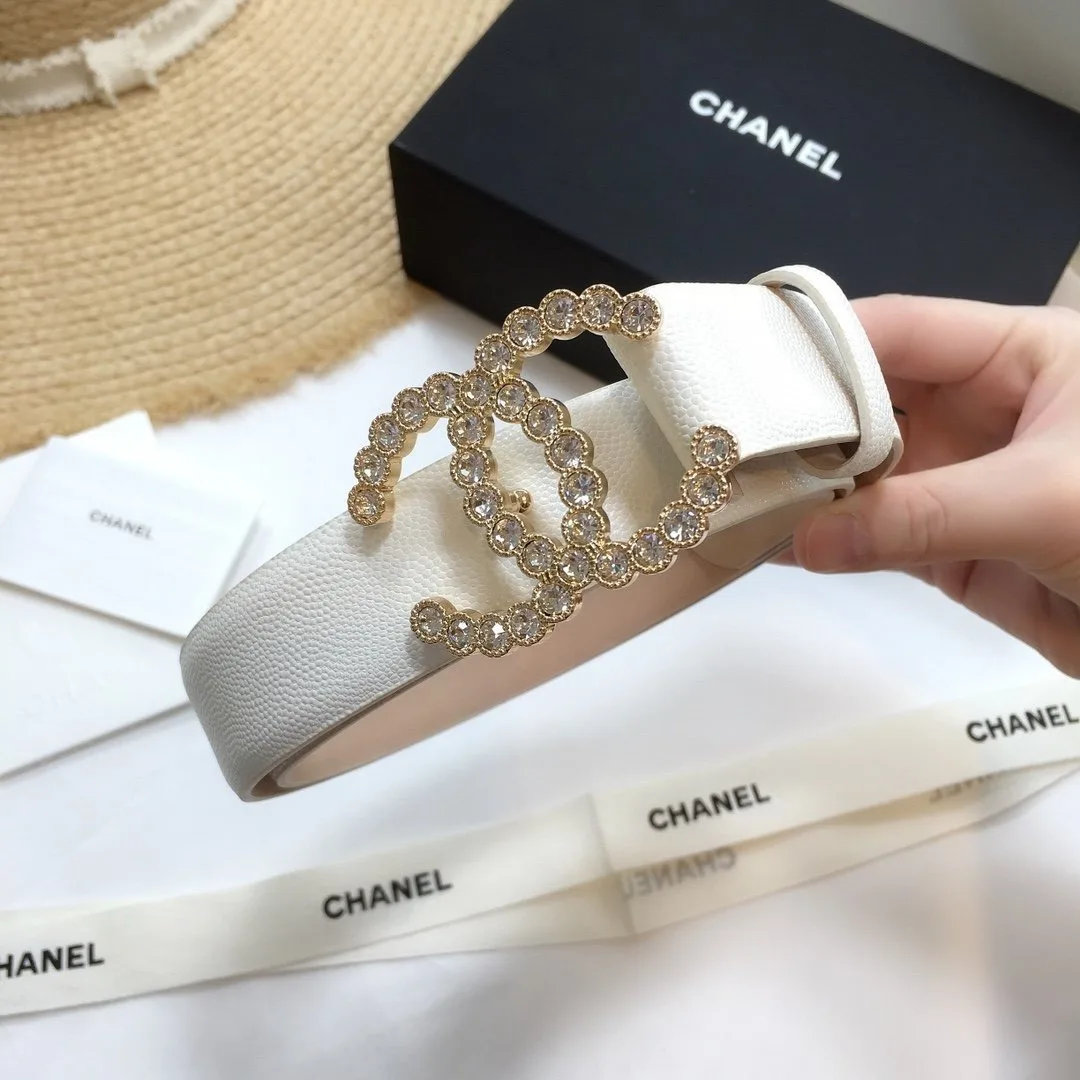 Chanel Belt With Beaded Buckle White With Gold Toned Hardware Women - Image 4