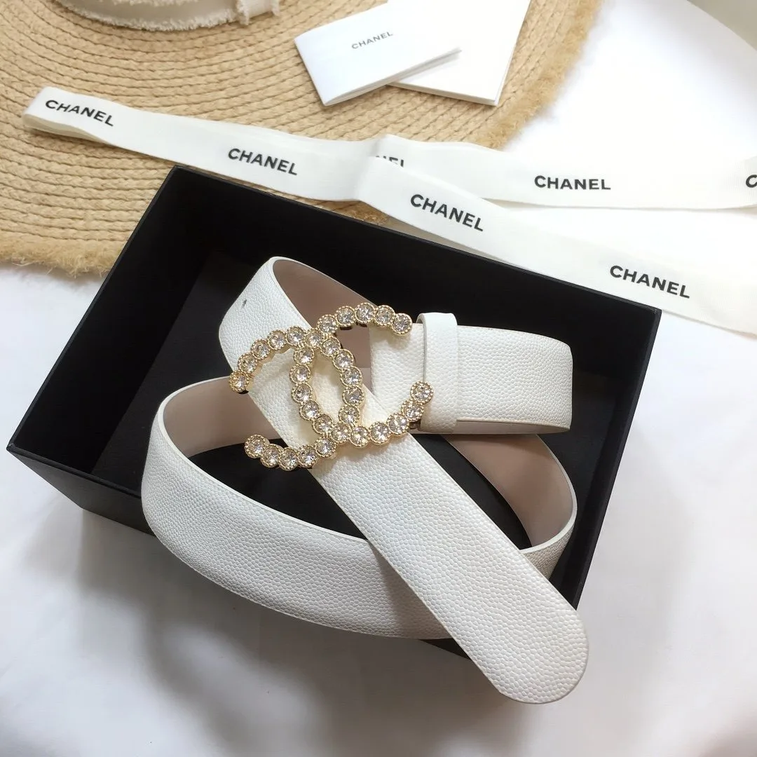 Chanel Belt With Beaded Buckle White With Gold Toned Hardware Women - Image 5