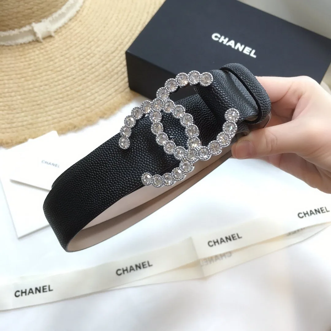Alternative view of Chanel Belt With Beaded Buckle Black With Silver Hardware Women