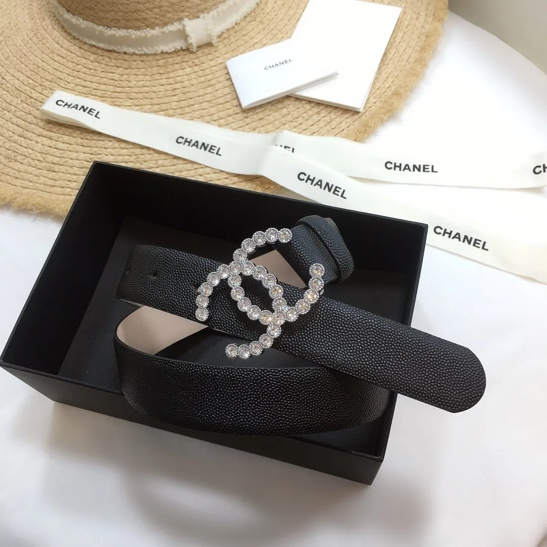 Chanel Belt With Beaded Buckle Black With Silver Hardware Women - Image 5